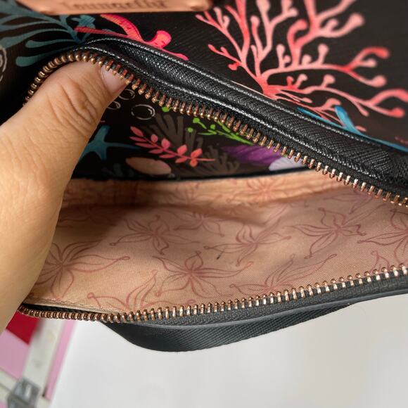 Disney Loungefly The Little Mermaid Flounder Sebastian Small back bag black - Picture 10 of 16